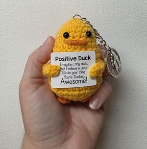 Yellow Crochet Positive Duck Keychain